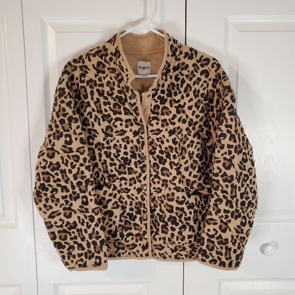 Kensie Leopard Print Quilted Jacket Women's Size Large - Picture 1 of 5